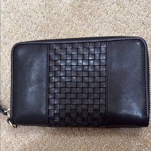 Cole Haan Black Woven Leather Wallet